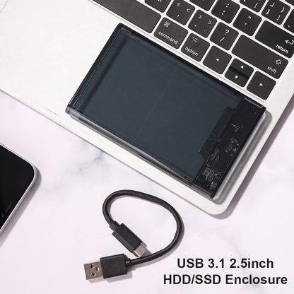 USB 3.1 Type C Hard Disk Case Enclosure for 2.5 Inch SATA HDD/SSD, Supports SATA III, Max 8TB, Tool-Free Design