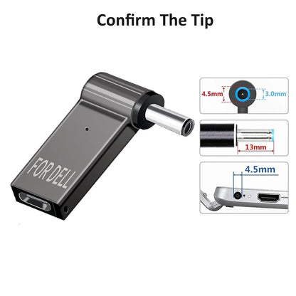 Hi-Lite Essentials Type C to Dell Slim Pin Laptop Charging Converter 4.5x3.0mm 100W PD Converter (Does not work with Mobile Chargers)