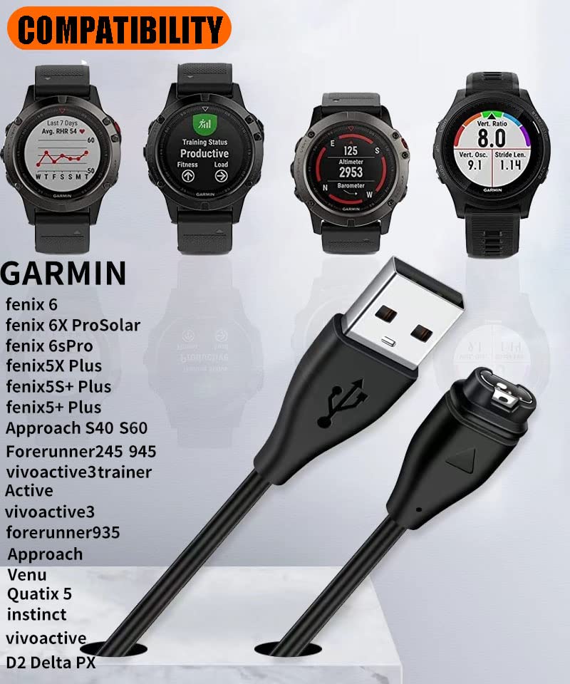 Buy Hi Lite Essentials Charging Cable for Garmin Watch 2FT USB Garmin Charger Data Transfer for Garmin Fenix 7X 7 6X 6 6S 5 5X 5S Plus Forerunner 935 Vivoactive 3 Approach S10 S40 AdapterKart