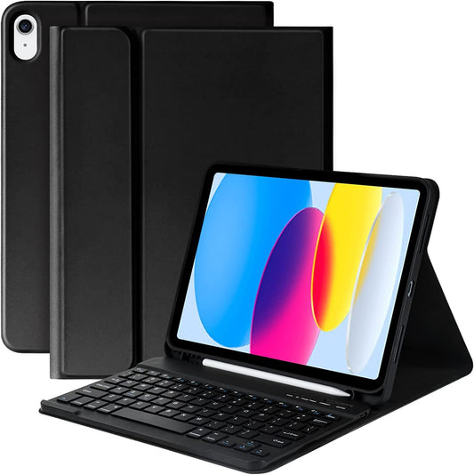 Hi-Lite Essentials iPad Cover Case with Keyboard for iPad 11 (A16, 2025) & 10th Gen with Multi Viewing Angle, PU Leather, Magnetic Detachable Wireless Keyboard case, Pencil Holder