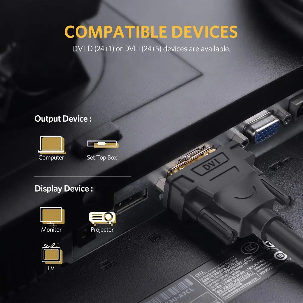 5 Mtrs DVI-D 24+1 Dual Link Male to Male Digital Video Cable Gold Plated Ferrite Core 2560x1600 Gaming DVD Laptop HDTV 11608