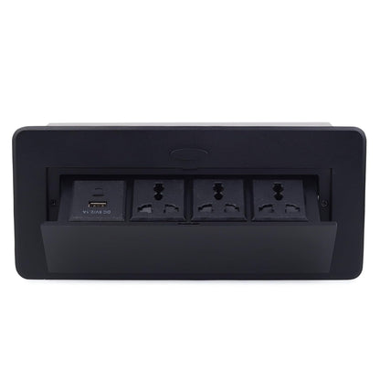 Hydraulic Pop UP Box Cable Cubby Extension Board with 3 x Universal Power Sockets, 1 x USB Type C & 1 x USB A Ports (Black)