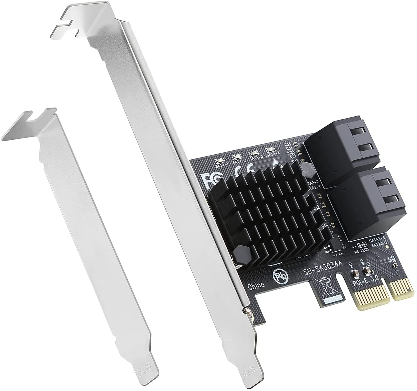 PCIE 4 Port SATA Controller Expansion Card with Low Profile Bracket, Marvell 9215 Non-Raid, Boot as System Disk, Support 4 SATA 3.0 Devices