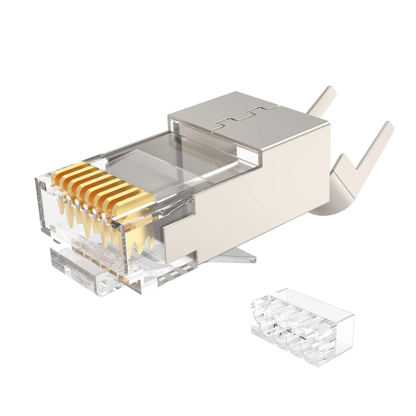 CAT 6a / CAT 7 Metal Shielded RJ45 Connectors,Cat 7 FTP 8P8C Modular Network Plug RJ 45 Cable Crimp Connector (Wire Hole 1.45mm/0.057in)