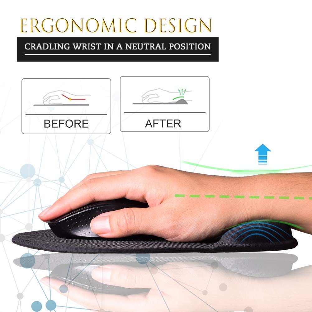 Hi-Lite Essentials Gel Mouse Pad, Ergonomic Mouse Pad with Gel Wrist Rest Support, Gaming Mouse Pad