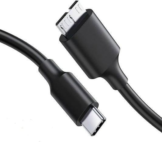 USB Type C to USB 3.0 External Hard Disk Cable, 10Gbps Fast Charging & Syncing Cord Compatible with Portable External Hard Drives WD, Seagate Expansion, Toshiba, LaCie, Maxtor - 3 Mtrs