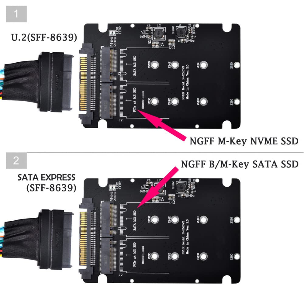 NVME U.2 to Combo NGFF M.2 M-Key SATA PCIe SSD Adapter for Mainboard Replace SSD 750 p3600 p3700