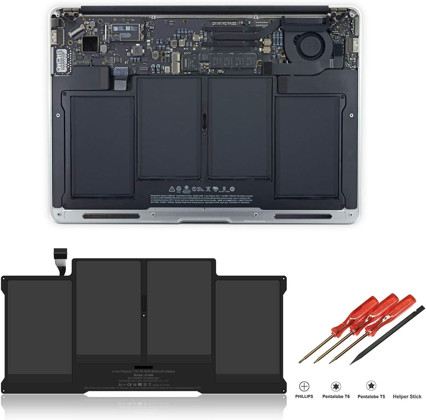 OEM Laptop Battery Compatible for MacBook Air 13 inch A1466 A1369 (2017, Early 2015, Early 2014, Mid 2013, Mid 2012, Mid 2011 and Late 2010 Version), fits A1377 A1405 A1496 Laptop Battery
