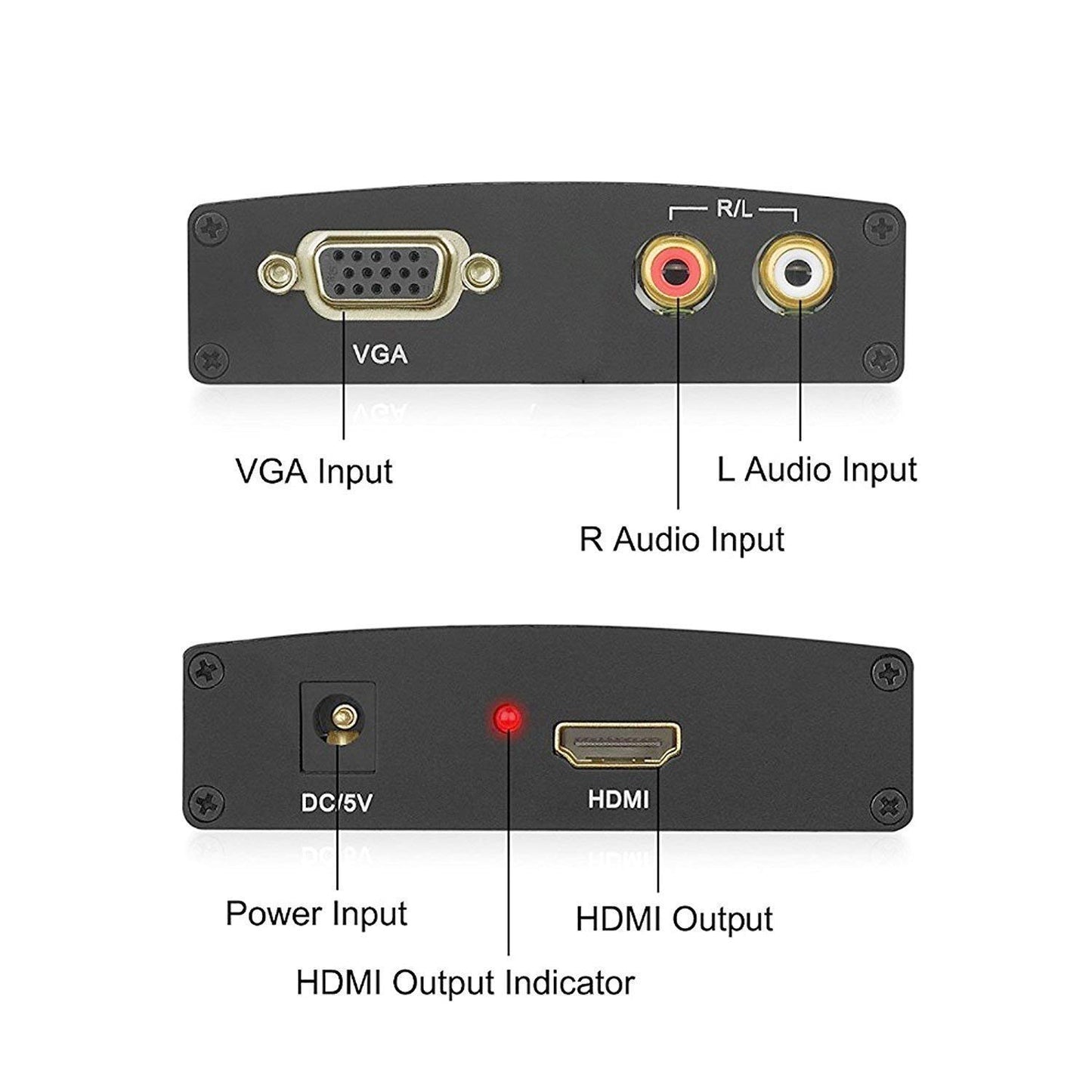VGA to HDMI 1080p HD UPScaler Converter Box with Audio Adapter for HDTV/PC