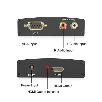 VGA to HDMI 1080p HD UPScaler Converter Box with Audio Adapter for HDTV/PC