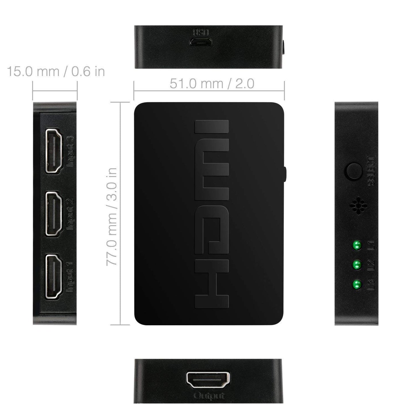 JSAUX 3 IN 1 OUT HDMI Switch with Wireless Remote, 3 Port in 1 Out Support 3D Full HD