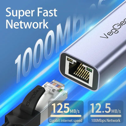 VegGieg USB 3.0 to Gigabit Ethernet Adapter USB to RJ45 Lan Adapter 10/100/1000