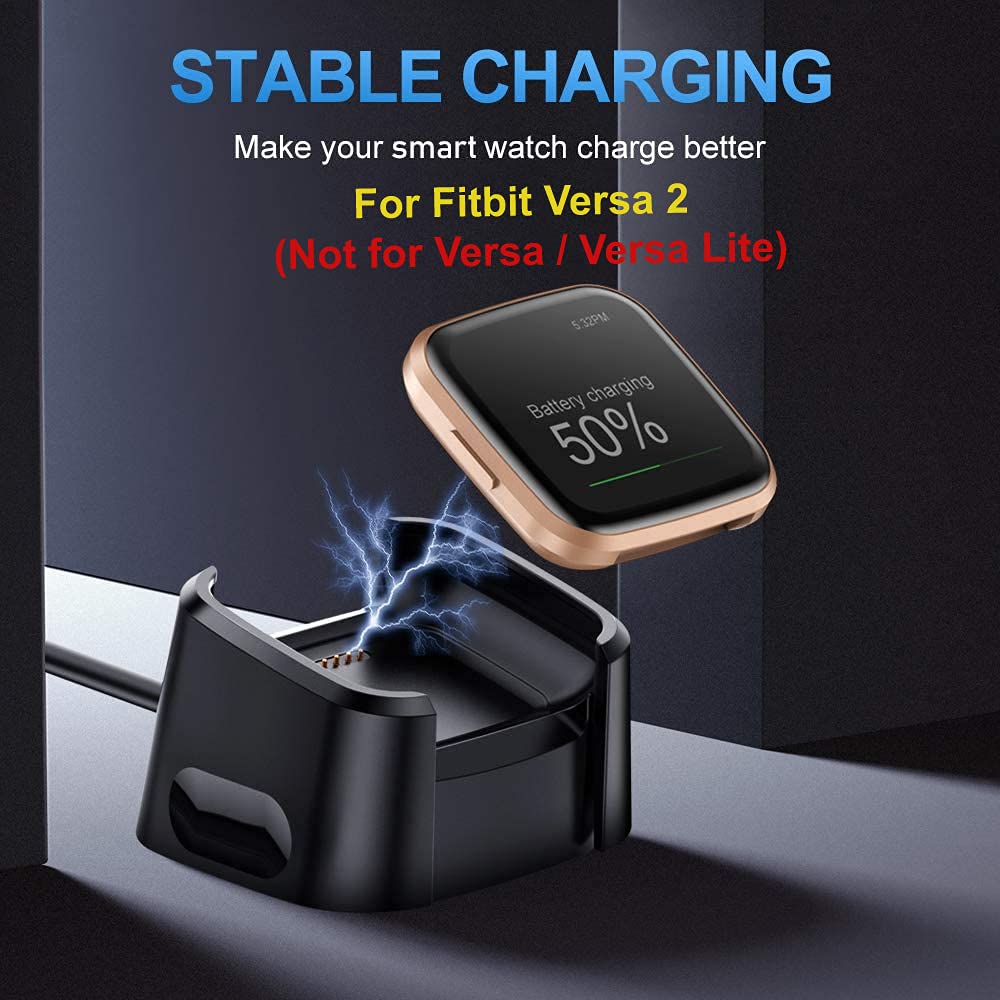 Hi-Lite Essentials Charger Dock Cable Compatible with Fitbit Versa (Not for Versa/Versa Lite) Black