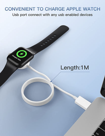 Hi-Lite Essentials Magnetic Fast Charger to USB-C Cable 1m Type C PD iWatch Wireless Charging Compatible for Apple Watch Ultra 49mm & Series 8 7 6 5 4 3 2 1 SE All Versions 38mm 40mm 42mm 44mm 45mm (White)