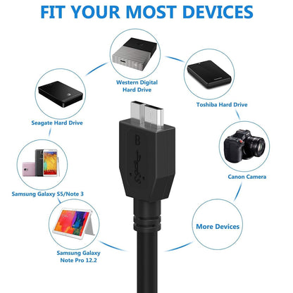 USB 3.0 High Speed Portable External Hard Disk Cable | Speed Upto 5 Gbps | Compatible with WD, Segate, Toshiba, Lacie | Length : 30 Cm / 1 Ft