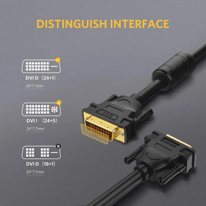 5 Mtrs DVI-D 24+1 Dual Link Male to Male Digital Video Cable Gold Plated Ferrite Core 2560x1600 Gaming DVD Laptop HDTV 11608
