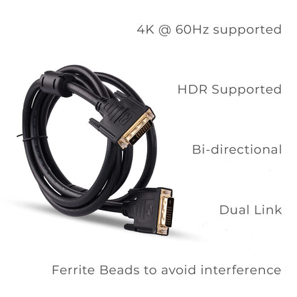 Hi-Lite Essentials DVI (24+1) Male to DVI (24+1) Male DVI-D Digital Dual-Link Cable