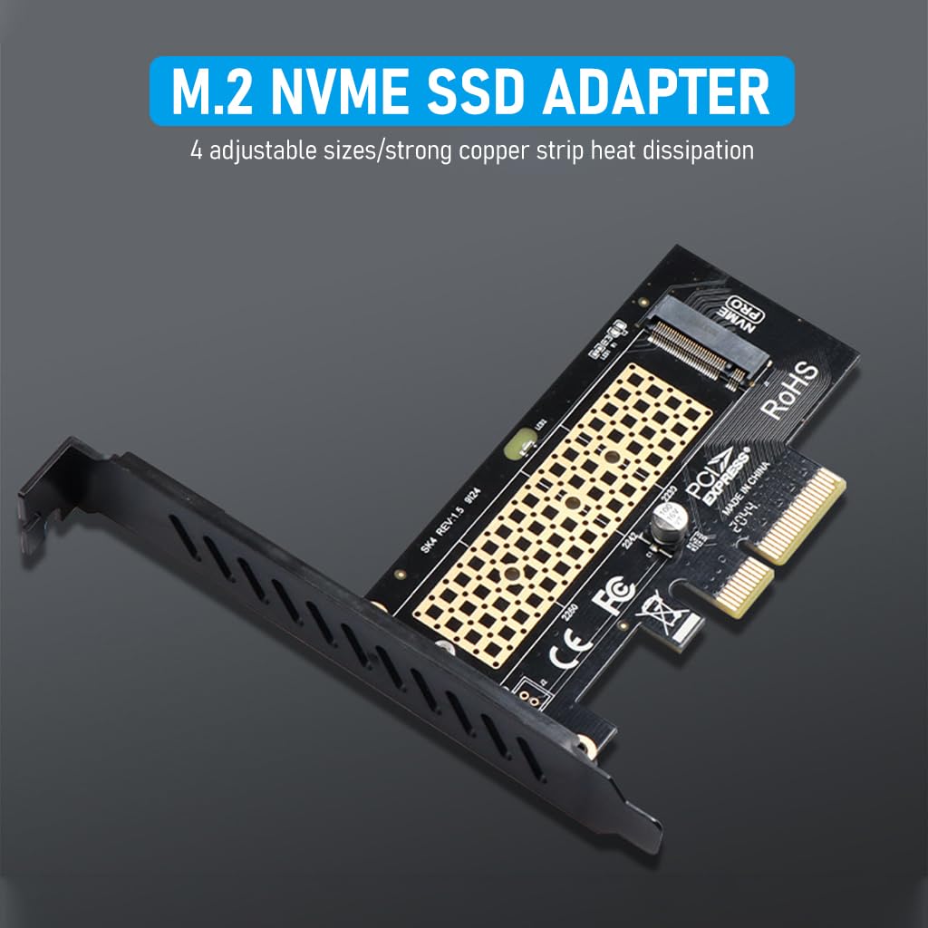 M.2 NVMe to PCI-E X4 Adapter High Speed M.2 NVMe to PCI-E X4 Adapter Universal M.2 NVMe to PCI-E X4 Interface Compatible with M.2 NVme2230/2242/2260/2280