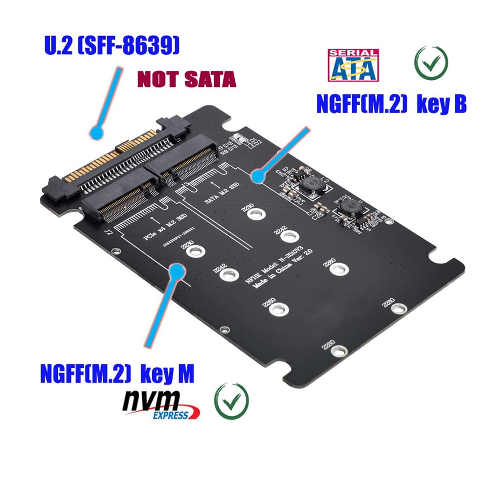 NVME U.2 to Combo NGFF M.2 M-Key SATA PCIe SSD Adapter for Mainboard Replace SSD 750 p3600 p3700