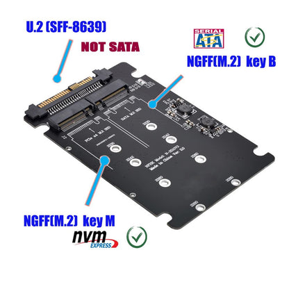 NVME U.2 to Combo NGFF M.2 M-Key SATA PCIe SSD Adapter for Mainboard Replace SSD 750 p3600 p3700