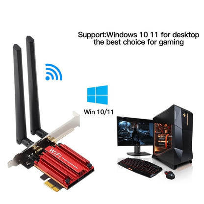 PCIe WiFi Card 1200 Mbps | Dual Band 2.4GHz & 5GHz | DW1820 Chipset WiFi + Bluetooth PCI Express x1 Adapter | High-Gain Antennas | Desktop Network Card