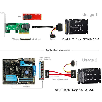 NVME U.2 to Combo NGFF M.2 M-Key SATA PCIe SSD Adapter for Mainboard Replace SSD 750 p3600 p3700