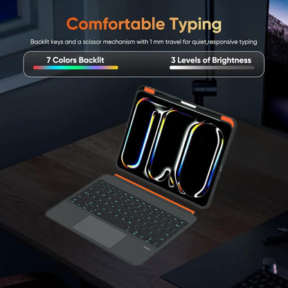 Magic Keyboard Case iPad A16 2025, iPad Air M3 & M2, iPad Air 5th Gen & 4th Gen, iPad Pro 11 4th/3rd/2nd/1st with Floating Cantilever Stand, Smart Trackpad, 7 Color Backlit, Pencil Holder