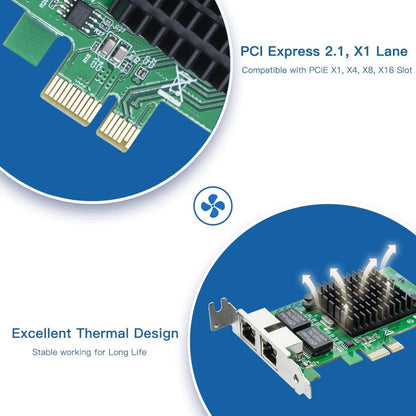 PCI-E Dual Port Gigabit LAN Card for Servers & Desktops | Intel 82575EB Chipset, 2 Port Giga PCIe x1 LAN Card