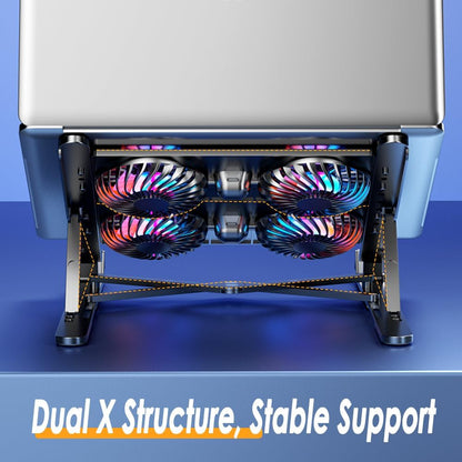 Laptop Cooling Pad for 11-17.3 Inch Gaming Laptops, Foldable Laptop Stand Riser Holder with 4 Quiet Fans for Notebook, Portable Laptop Cooler with 7 Adjustable Height, LED Lights
