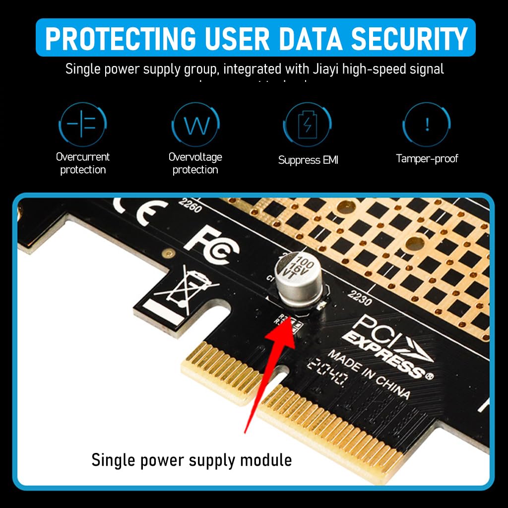 M.2 NVMe to PCI-E X4 Adapter High Speed M.2 NVMe to PCI-E X4 Adapter Universal M.2 NVMe to PCI-E X4 Interface Compatible with M.2 NVme2230/2242/2260/2280