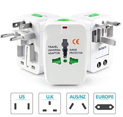 Universal World Wide Travel Adapter Plug, Power/Charger Adapter Plug, EU | AU | UK | US | CN | JP | HK Euro 2022 Surge Protector(White)