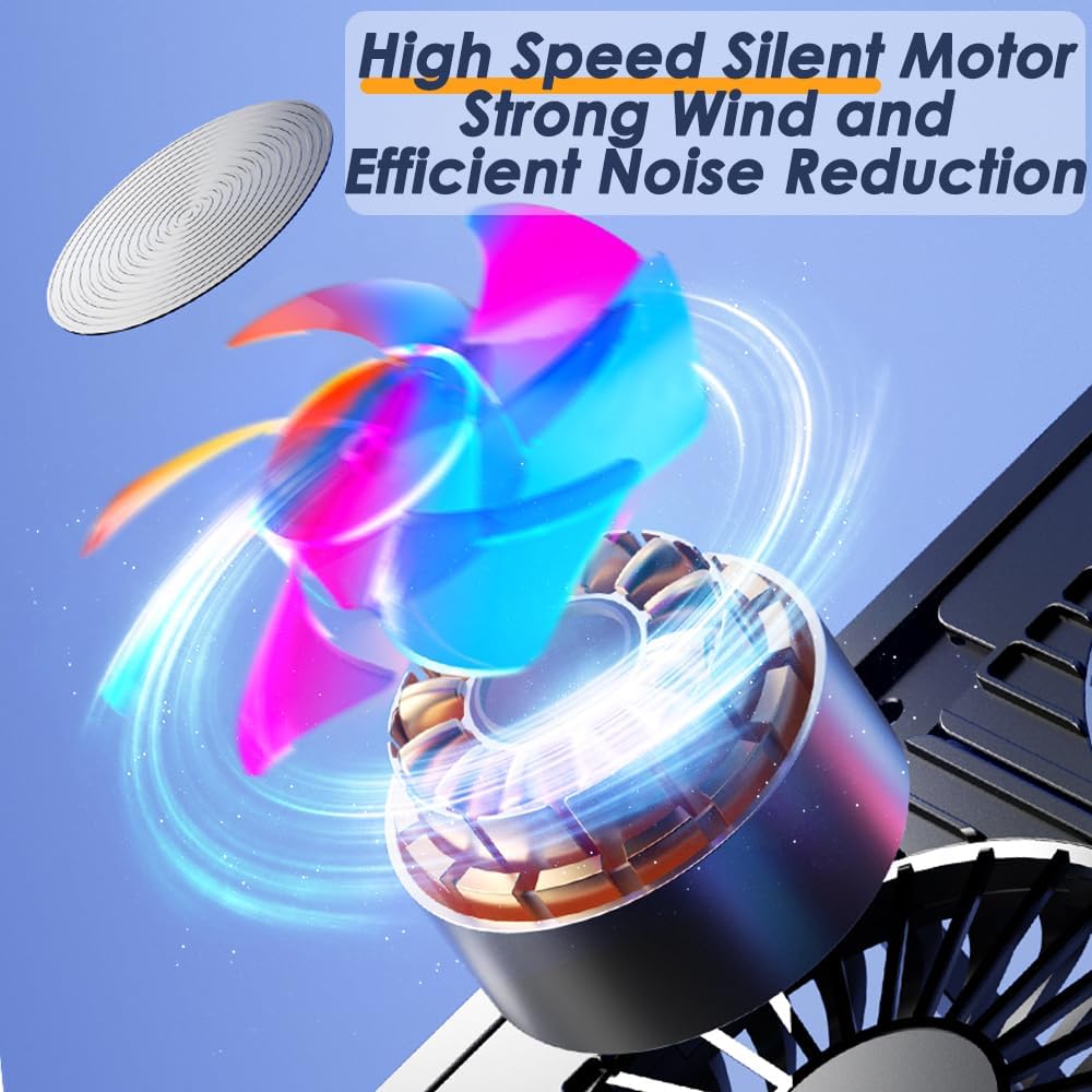 Laptop Cooling Pad for 11-17.3 Inch Gaming Laptops, Foldable Laptop Stand Riser Holder with 4 Quiet Fans for Notebook, Portable Laptop Cooler with 7 Adjustable Height, LED Lights