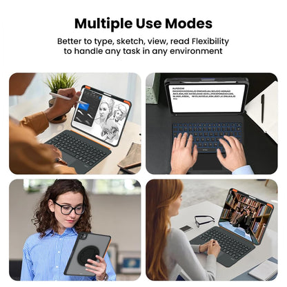 Magic Keyboard Case iPad A16 2025, iPad Air M3 & M2, iPad Air 5th Gen & 4th Gen, iPad Pro 11 4th/3rd/2nd/1st with Floating Cantilever Stand, Smart Trackpad, 7 Color Backlit, Pencil Holder