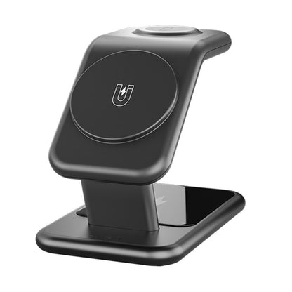 3-in-1 15W Magnetic Wireless Charger, for iPhone 12 / 13 / 14 Series / iWatch / AirPods Alloy+PC Desktop Charging Stand