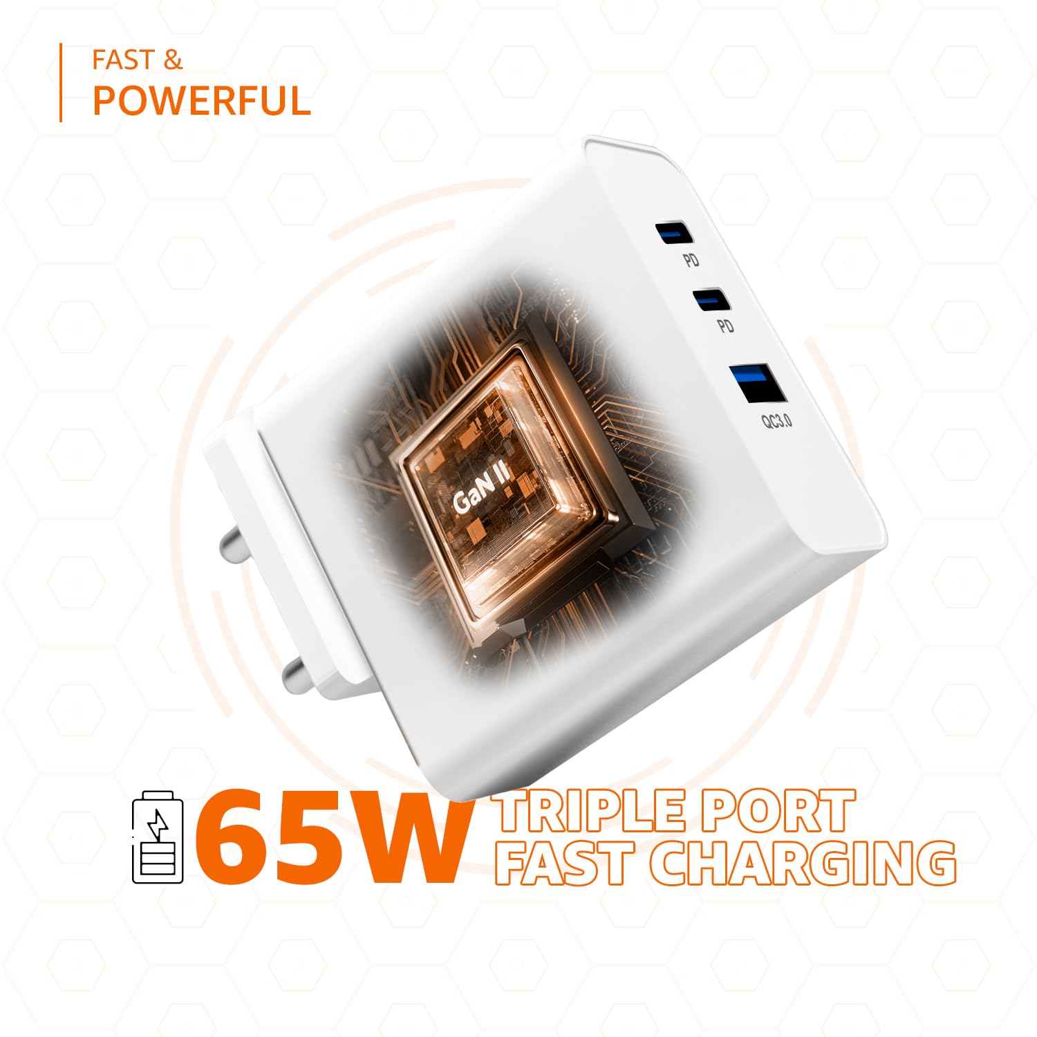 Buy (Open Box) Amazon Basics 65W Triple Port GaN Charger | PD 3.0