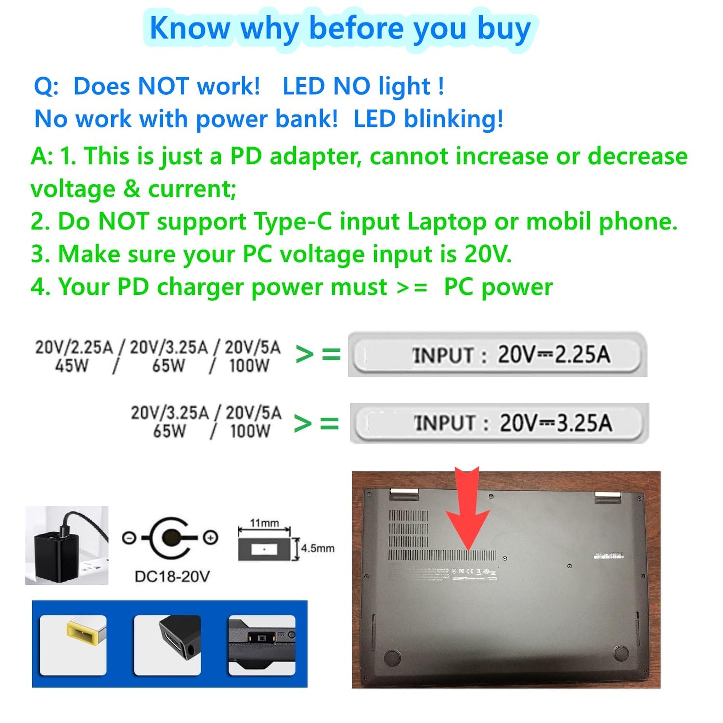 Hi-Lite Essentials Type C to Lenovo Slim Tip Rectangle Pin Laptop Charging Converter 100Wfor Thinkpad Series and Lenovo Yoga Series(Does not work with Mobile Chargers)