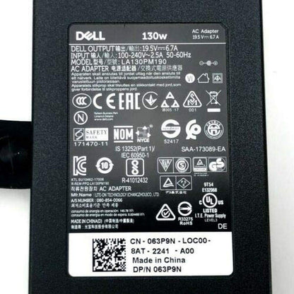 Dell 130W Slim (4.5mm * 3mm Pin) Laptop Charger Adapter For  Dell XPS 15 9530 9550 9560 9570, Precision M3800 M2800 5510 5520