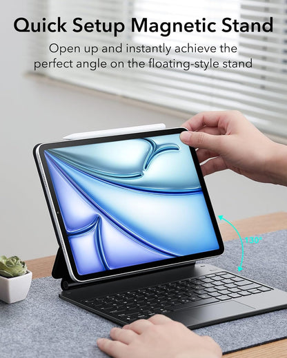 Smart Magnetic Keyboard Case For iPad Air 13 Inch M4/M3/M2 (2026/2025/2024) & iPad Pro 12.9 inch (6th/5th/5th/3rd) Magic Keyboard, Easy-Set Floating Cantilever Stand, Precision Trackpad, Rebound Series, Black