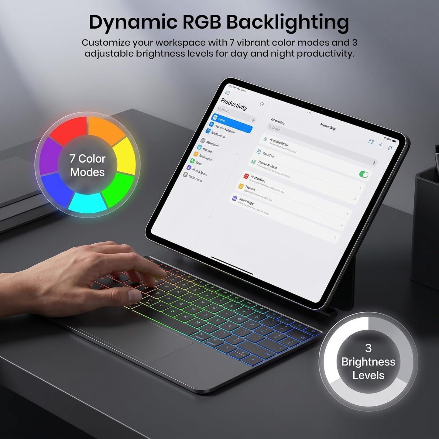 Magic Keyboard Case for iPad Pro 11 M5 2025 & M4 2024 | RGB Backlit with All Gesture Trackpad | Rechargeable, Bluetooth, Auto Sleep/Wake, Cantilever Design | (NOT fit Pro 11(4th/3rd/2nd/1st),A16/10th/ Air 11)