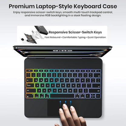 Magic Keyboard Case for iPad Pro 11 M5 2025 & M4 2024 | RGB Backlit with All Gesture Trackpad | Rechargeable, Bluetooth, Auto Sleep/Wake, Cantilever Design | (NOT fit Pro 11(4th/3rd/2nd/1st),A16/10th/ Air 11)