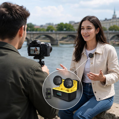 Wireless Microphone for YouTube, Noise Cancelling Lavalier Mic with 164ft Range, 40H Battery | Type-C & Lightning Compatible for Iphone and Android