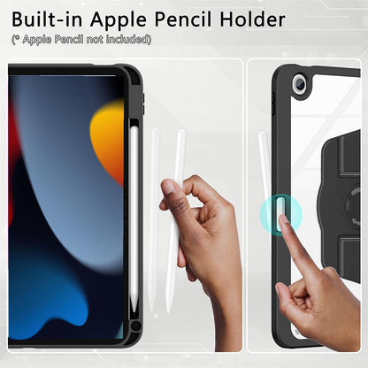 Cover for iPad 9.7 Cover Case, 360 Degree Rotatable Smart Flip Case Cover for Apple iPad 9.7 inch 2018/2017 5th 6th Generation Air 1 Air 2, Transparent Back with Pencil Holder
