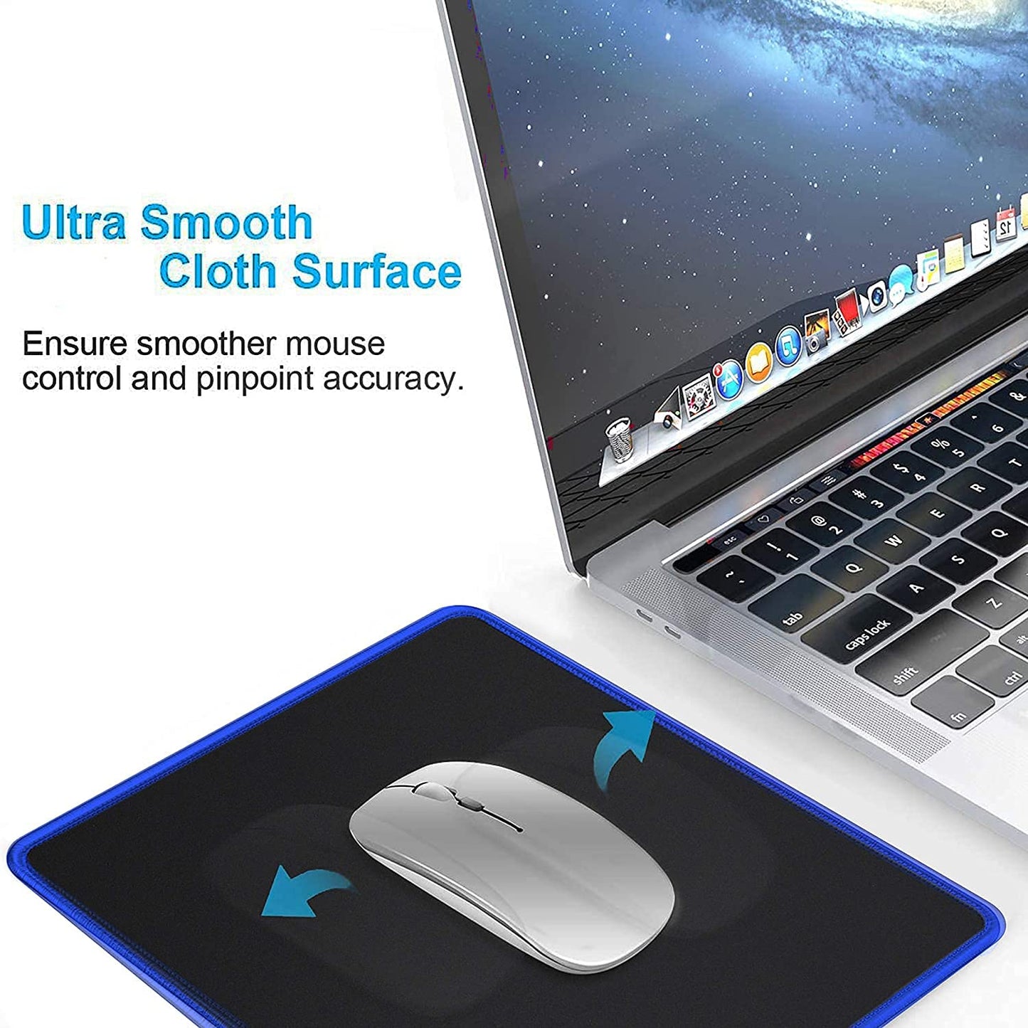 Hi-Lite Essentials Non-Slip Rubber Base Mouse Pad with Anti-fray Stitched Embroidery Edges for Laptop PC (Pack of 1)