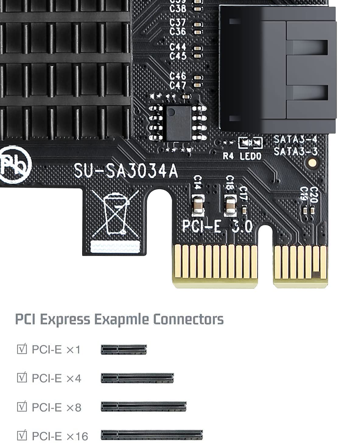 PCIE 4 Port SATA Controller Expansion Card with Low Profile Bracket, Marvell 9215 Non-Raid, Boot as System Disk, Support 4 SATA 3.0 Devices