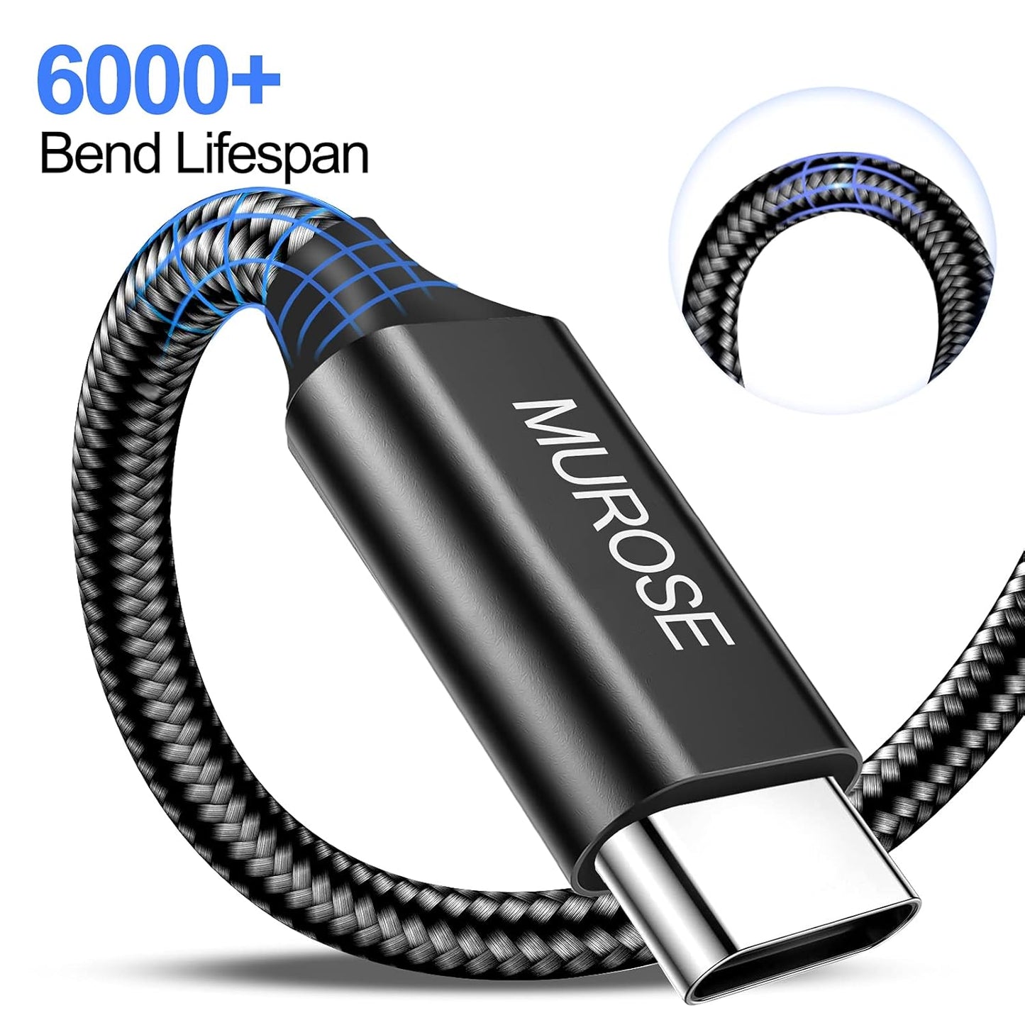 MUROSE USB C Cable to USB C 14.8 FT (About 4.5 M) Video Transmission/ Data Transfer/ Charging Cord with E-Marker Chipset, Compatible with Dell, MacBook, Gaming Box, etc.