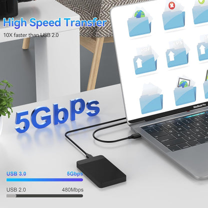 USB 3.0 High Speed Portable External Hard Disk Cable | Speed Upto 5 Gbps | Compatible with WD, Segate, Toshiba, Lacie | Length : 30 Cm / 1 Ft