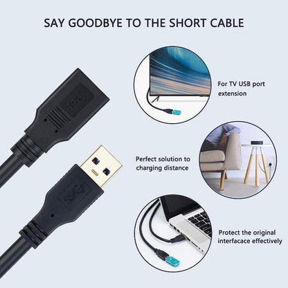 MT-VIKI USB Male to Female Extension Cable, 5 Meter/16.4Ft 2.0 USB Extension Cable, USB A Male to A Female Cable, USB Extender for Tv, Pc, Hard Drive, USB Flash Drive, Mouse Keyboard, Webcam, Scanner