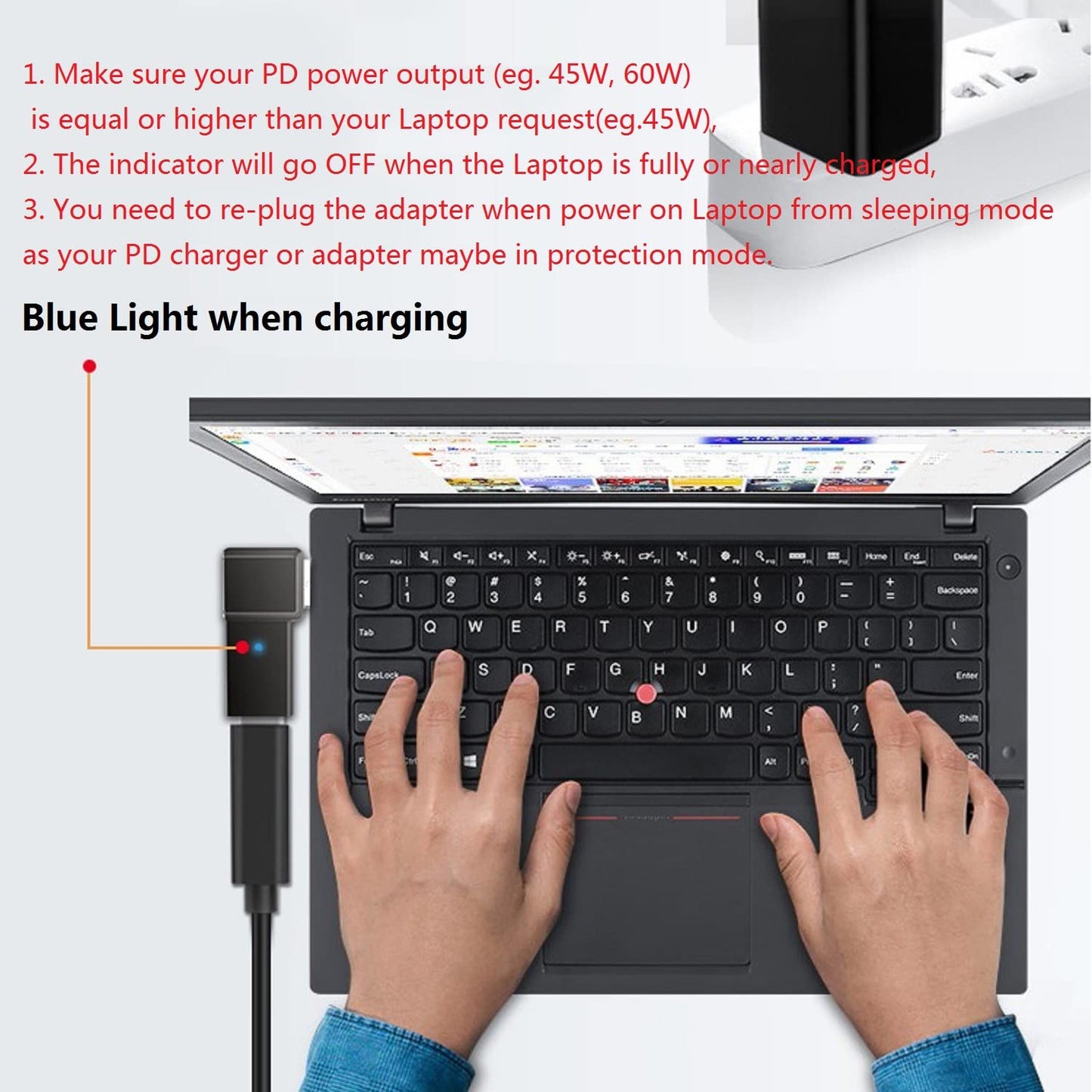 Hi-Lite Essentials Type C to Lenovo Slim Tip Rectangle Pin Laptop Charging Converter 100Wfor Thinkpad Series and Lenovo Yoga Series(Does not work with Mobile Chargers)