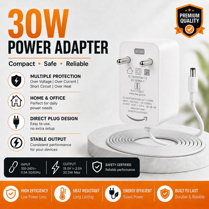 Original 30W 18V Power Adapter for Echo 4th Gen and Echo Show 8(1st, 2nd Gen)- White