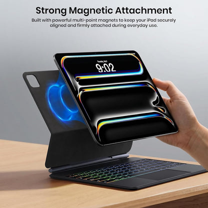 Magic Keyboard Case for iPad Pro 11 M5 2025 & M4 2024 | RGB Backlit with All Gesture Trackpad | Rechargeable, Bluetooth, Auto Sleep/Wake, Cantilever Design | (NOT fit Pro 11(4th/3rd/2nd/1st),A16/10th/ Air 11)
